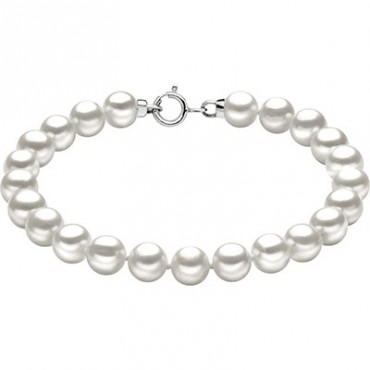 Bracciale Comete Gioielli Easy Basic In Oro Bianco 18kt Con Perle Brq 110 Am