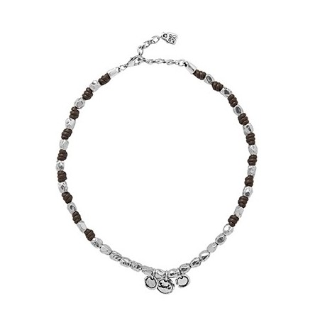 Collana Da Donna Unode50 In Cuoio E Argento Placcato Col1200mtlmar0u