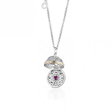 Collana donna Roberto Giannotti in Argento pendente con frase in oro rosa e cuore rosso collezione Chiama Angeli 90cm - SFA104