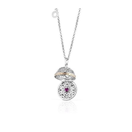 Collana donna Roberto Giannotti in Argento pendente con frase in oro rosa e cuore rosso collezione Chiama Angeli 90cm - SFA104