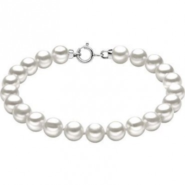 Bracciale Comete Gioielli Easy Basic In Oro Bianco 18kt Con Perle Brq 109 Am