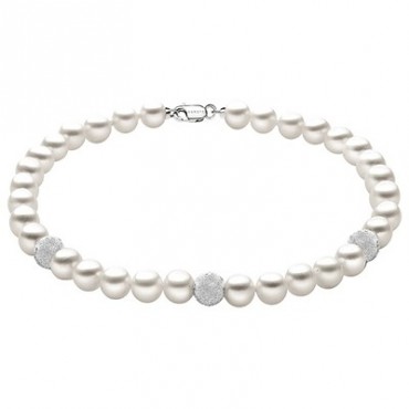 Bracciale Comete Gioielli Fili Fantasia In Oro Bianco Con Perle Brq 193 B