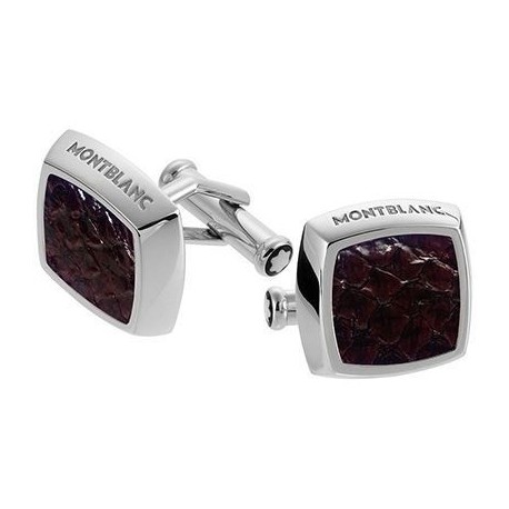Gemelli Montblanc In Acciaio Pregiato Con Inserti In Pelle Marrone 101378