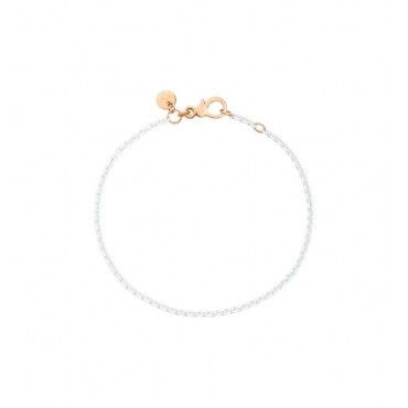 Bracciale in argento laccato bianco con chiusura e placchetta in oro rosa 9kt.