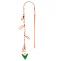 Orecchino Freccia e Foglioline DoDo in Oro Rosa 9kt e Smalto Verde
