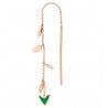 Orecchino Freccia e Foglioline DoDo in Oro Rosa 9kt e Smalto Verde