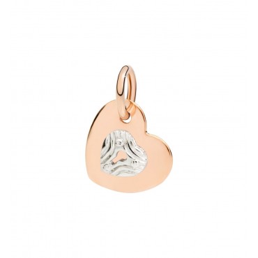 Charm ciondolo pendente Donna DoDoo silhouette Cuore in oro rosa con lucchetto in oro bianco 9kt - DMCUORG/9/SE9B/K