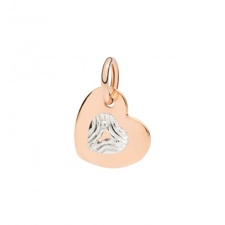 Charm ciondolo pendente Donna DoDoo silhouette Cuore in oro rosa con lucchetto in oro bianco 9kt - DMCUORG/9/SE9B/K