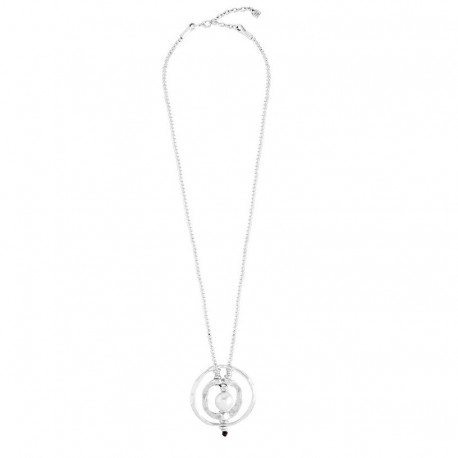 Collana donna uno de 50 De Perlas bagnata in argento con perla bianca 38cm realizzato a mano COL0745MTLBPLOU