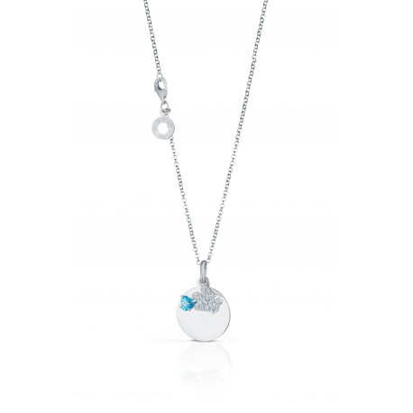 Collana da donna Roberto Giannotti con piastrina e Topazio Azzurro e Zirconi in Argento collezione Angeli 40-45cm - GIA345