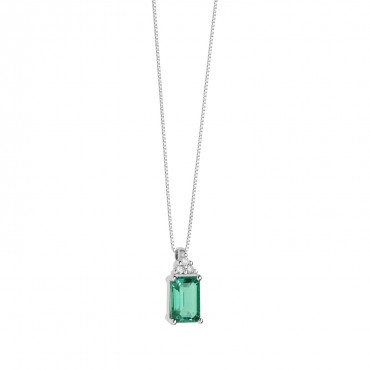 Collana donna Comete Gioielli in Oro Bianco e diamanti e smeraldo collezione Storia di luce - GLB 1438