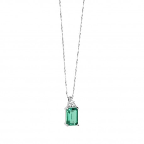 Collana donna Comete Gioielli in Oro Bianco e diamanti e smeraldo collezione Storia di luce - GLB 1438