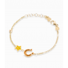Bracciale Bambino Le Bebè in Oro Giallo Prime Gioie Fortuna stellina e ferro di cavallo in smalto colorato - 14-16cm PMG 037