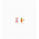 Orecchini Bambina Le Bebè in Oro Giallo collez. Prime Gioie Fortuna con carota e coniglietto smaltate colorate 14-16cm PMG 051