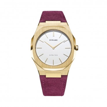 Orologio Donna D1 Milano Vigna FW19 Fall Winter Ultra Thin Al Quarzo 38mm cassa Oro Rosa cinturino in Pelle Suede