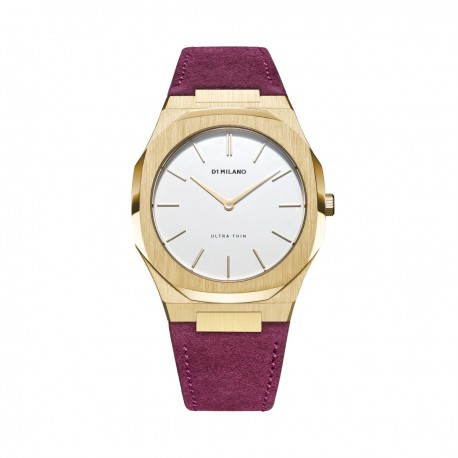 Orologio Donna D1 Milano Vigna FW19 Fall Winter Ultra Thin Al Quarzo 38mm cassa Oro Rosa cinturino in Pelle Suede