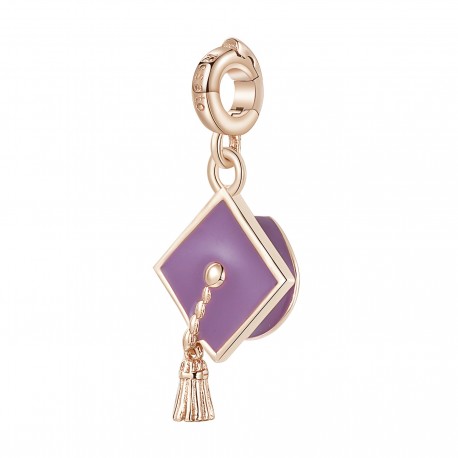 Charm donna Rosato Tocco cappello laurea in Argento placcatura in Oro Rosa collezione Storie simbolo Laurea - RZ019