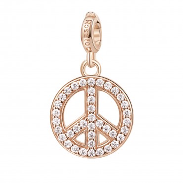 Charm donna Rosato Pace / Hippie in Argento placcatura in Oro Rosa con Zirconi collezione Storie simbolo Pace - RZ021