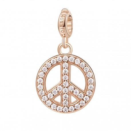 Pace Charm Rosato in argento 925‰, galvanica oro rosa, smalto bianco, 39 zirconi bianchi