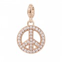 Charm donna Rosato Pace / Hippie in Argento placcatura in Oro Rosa con Zirconi collezione Storie simbolo Pace - RZ021