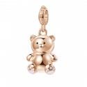 Orsacchiotto Charm Rosato in argento 925‰, galvanica oro rosa, smalto bianco e nero