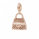 Charm donna Rosato Hand Bag / Borsa in Argento placcatura in Oro Rosa con Zirconi collezione Storie simbolo Personalita' - RZ029