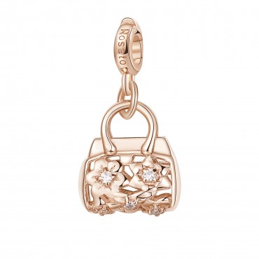 Charm donna Rosato Borsa Hobo in Argento placcatura in Oro Rosa con Zirconi collezione Storie simbolo Personalita' - RZ031