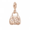 Borsa Hobo Charm Rosato in argento 925‰, galvanica oro rosa, 10 zirconi bianchi