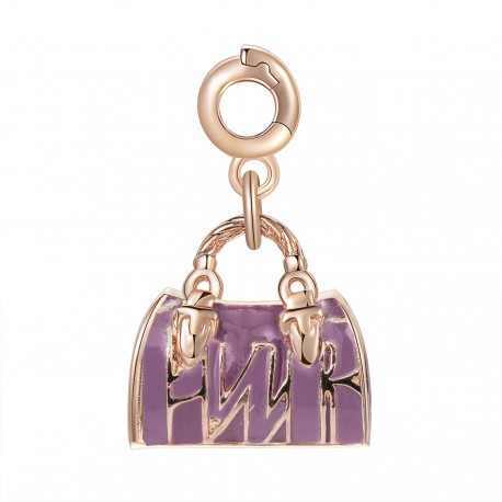 Bauletto Charm Rosato in argento 925‰, galvanica oro rosa, smalti rosa