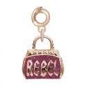 Borsa Hobo Charm Rosato in argento 925‰, galvanica oro rosa, smalto rosso glitter