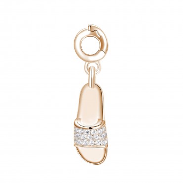 Charm donna Rosato Ciabatta in Argento placcatura in Oro Rosa con Zirconi collezione Storie simbolo Tranquillita' - RZ038