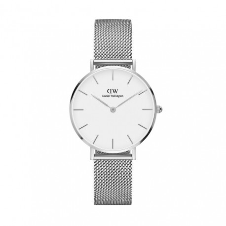 Orologio Orologio Daniel Wellington Petite Sterling Al quarzo cassa da 32mm Argento in Acciaio quadrante Bianco cinturino in Ma