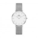 Orologio donna Daniel Wellington Petite Sterling cassa 32mm Silver quadrante Bianco cinturino in Maglia milanese Silver