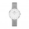 Orologio donna Daniel Wellington Petite Sterling cassa 32mm Silver quadrante Bianco cinturino in Maglia milanese Silver