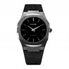 Orologio Uomo Donna Unisex D1 Milano Volcano Black Ultra Thin 40mm cassa Grigio quadrante Nero cinturino in Pelle D1-A-UT04
