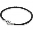 Bracciale in Pelle Intrecciata Nero, Giro Singolo  Pandora
