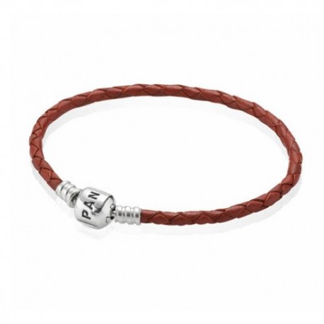 Bracciale in Pelle Intrecciata Rosso, Giro Singolo  Pandora