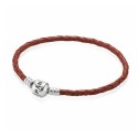 Bracciale in Pelle Intrecciata Rosso, Giro Singolo  Pandora
