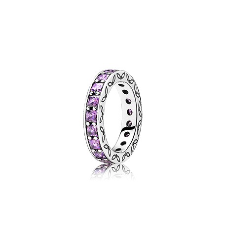 Anello Eternity in argento con zirconia cubica viola intenso