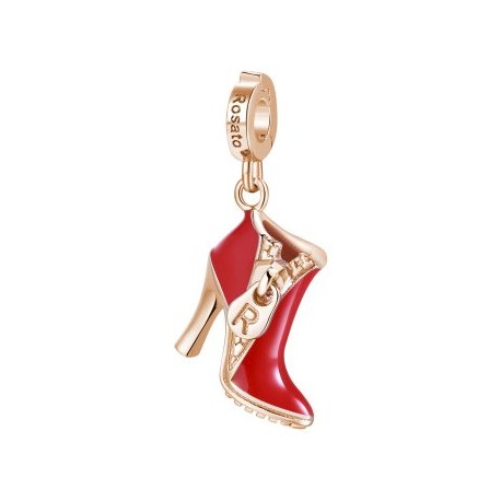 Stivaletto Charm Rosato in argento 925‰, galvanica oro rosa, smalto rosso