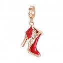 Stivaletto Charm Rosato in argento 925‰, galvanica oro rosa, smalto rosso