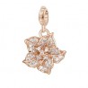 Azalea Charm in argento 925‰, galvanica oro rosa, smalto bianco, 45 zirconi bianchi