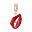 Bocca Charm Rosato in argento 925‰, galvanica oro rosa, smalto rosso