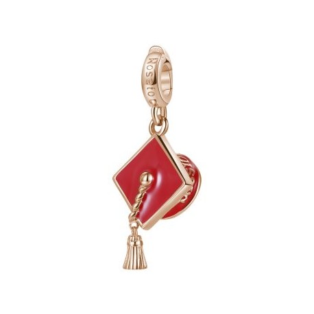 Cappello Laurea Charm Rosato in argento 925‰, galvanica oro rosa, smalto rosso