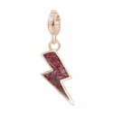 Saetta Charm in argento 925‰, galvanica oro rosa, smalto rosso glitter