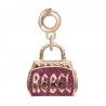 Borsa Hobo Charm Rosato in argento 925‰, galvanica oro rosa, smalto rosso glitter