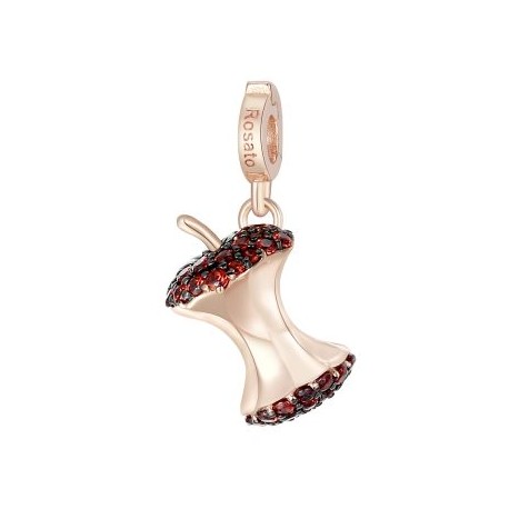 Mela Charm Rosato in argento 925‰, galvanica oro rosa, 58 zirconi rossi
