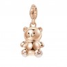 Orsacchiotto Charm Rosato in argento 925‰, galvanica oro rosa, smalto bianco e nero