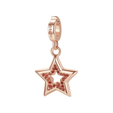 Stella Charm Rosato in argento 925‰, galvanica oro rosa, 50 zirconi rossi