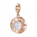 UFO Charm Rosato in argento 925‰, galvanica oro rosa, smalto bianco, 6 zirconi bianchi, 1 pietra di luna